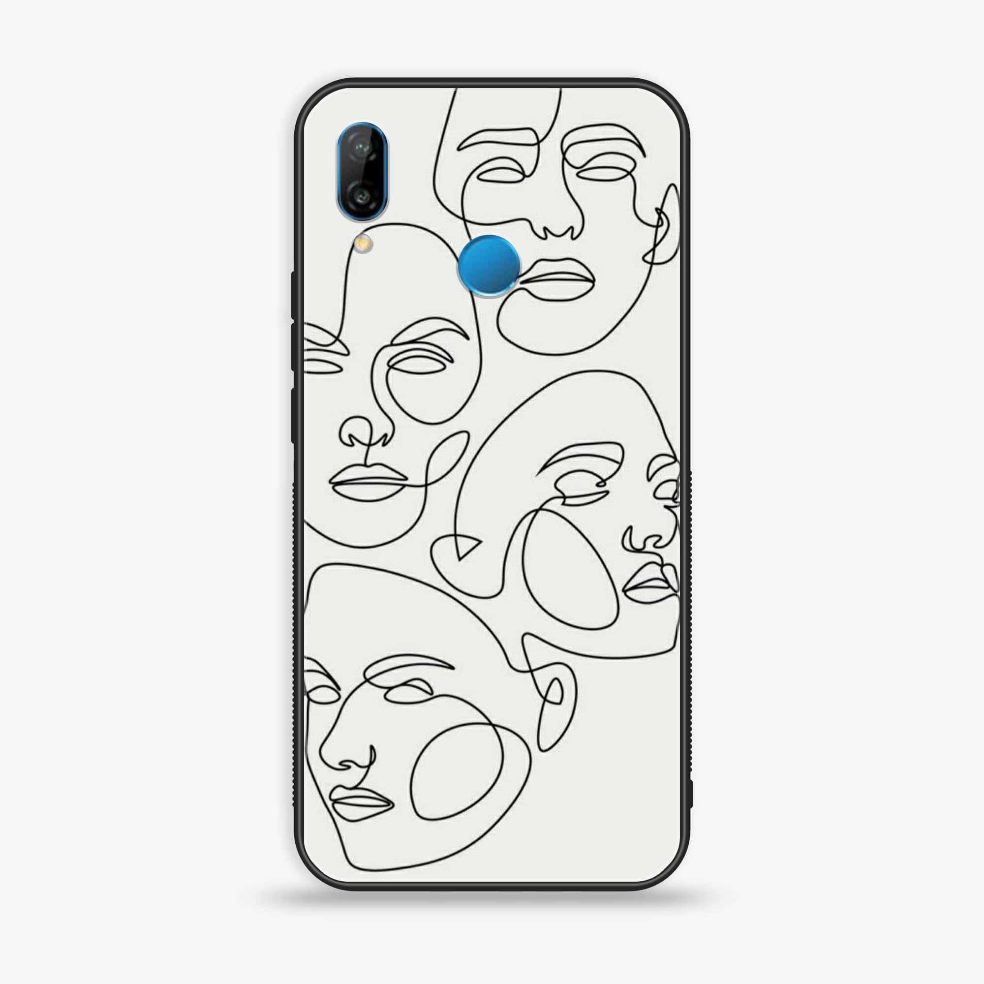 Huawei Y9 (2019) - Girls Line Art Series - Premium Printed Glass soft Bumper shock Proof Case