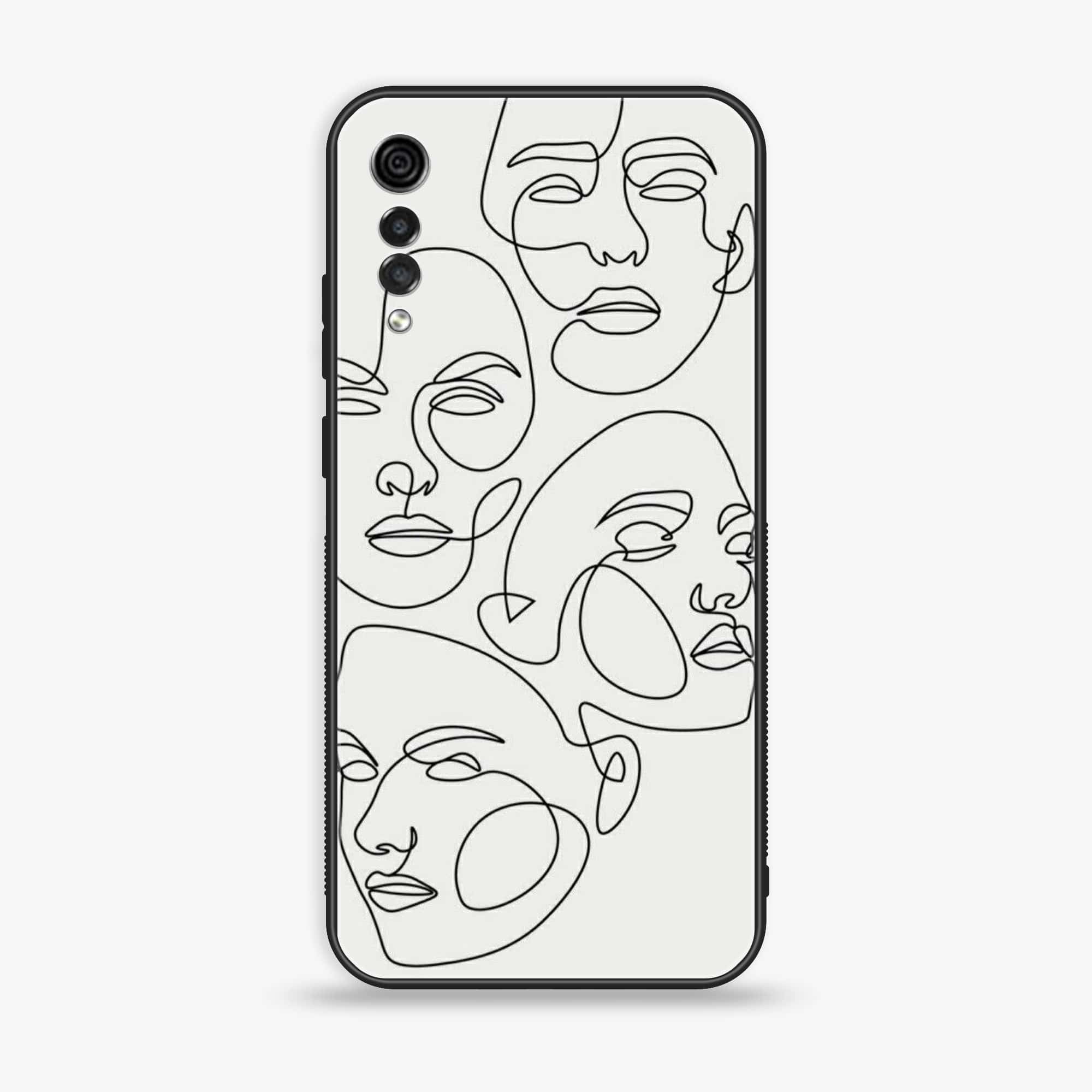 LG Velvet - Girls Line Art Series - Premium Printed Glass soft Bumper shock Proof Case