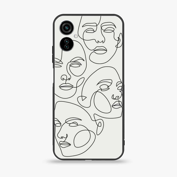 Tecno Camon 19 Neo Girl Line Art Design 3Premium Printed Glass soft Bumper shock Proof Case CS-26216