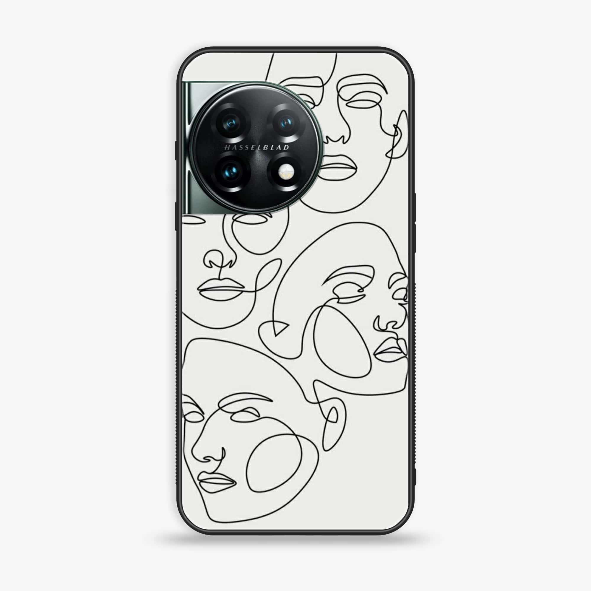 OnePlus 11 5G -Girl Line Art Series- Premium Printed Glass soft Bumper shock Proof Case