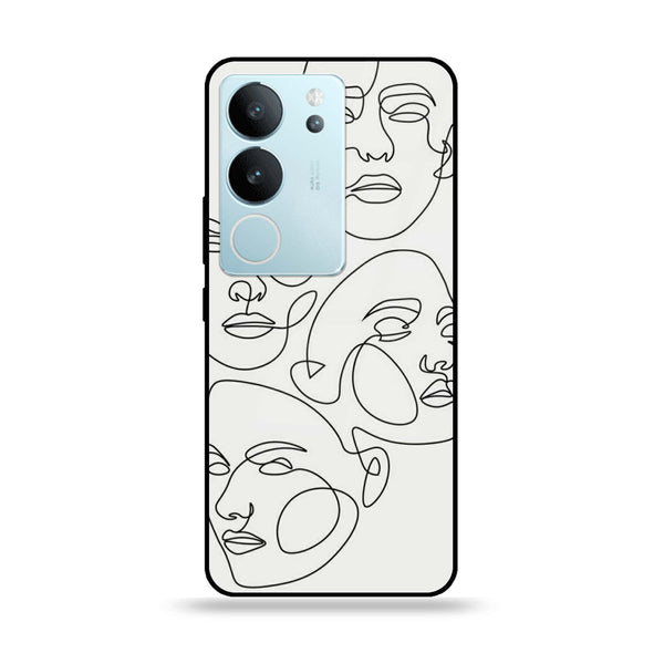 Vivo V29 - Girls Line Art Design 3 - Premium Printed Glass soft Bumper shock Proof Case CS-19685