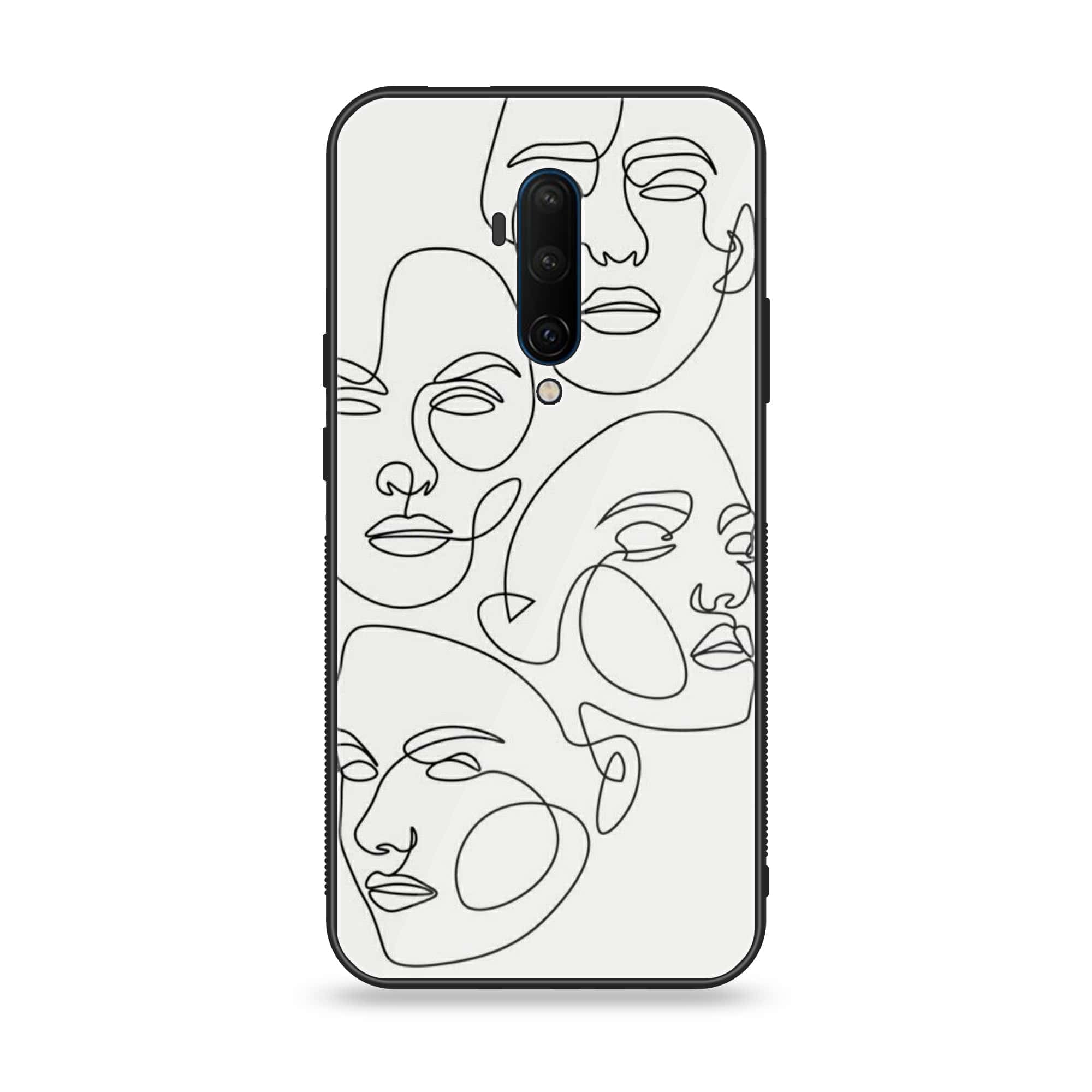OnePlus 7T Pro - Girls Line Art Series - Premium Printed Glass soft Bumper shock Proof Case