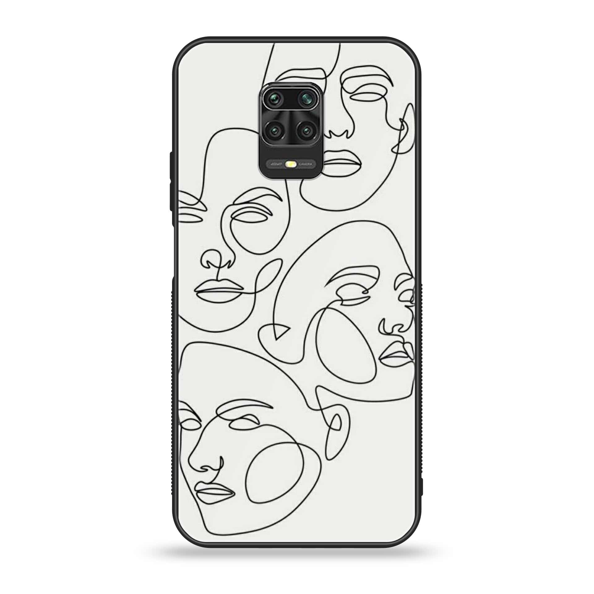 Xiaomi Redmi Note 9 Pro - Girls Line Art Series - Premium Printed Glass soft Bumper shock Proof Case