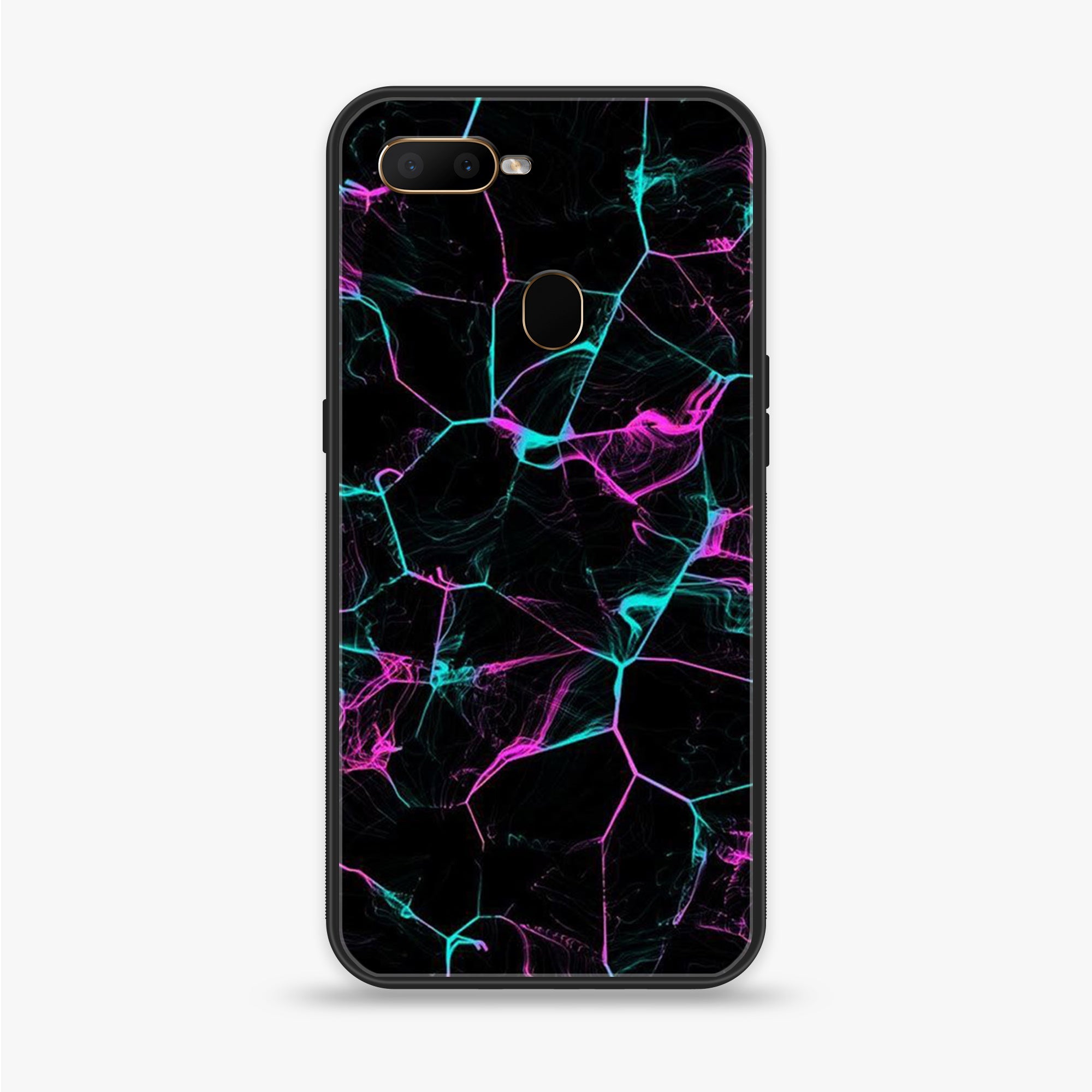 Oppo A12  - Black Marble Series - Premium Printed soft Bumper shock Proof Case