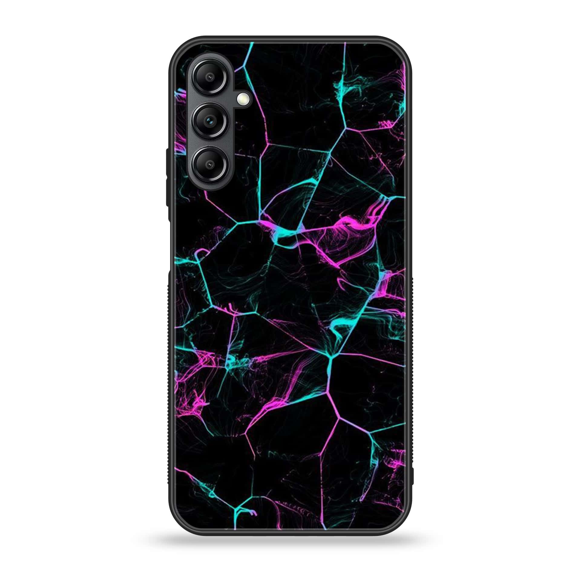 Samsung Galaxy A14- BLACK  Marble Series - Premium Printed Glass soft Bumper shock Proof Case