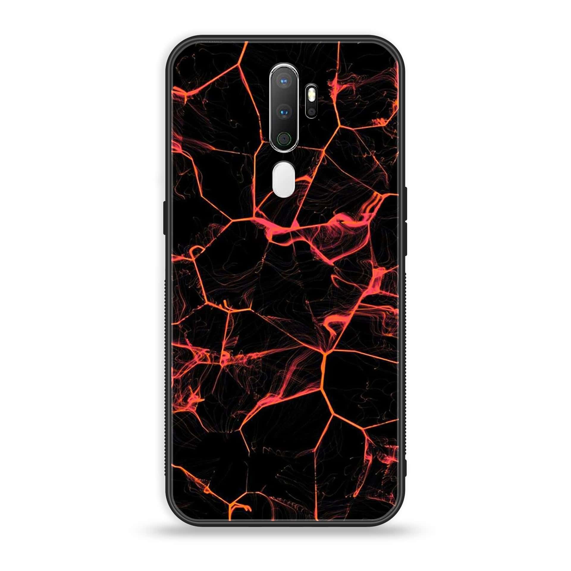 Oppo A9 2020  Black Marble Series Premium Printed Glass soft Bumper shock Proof Case