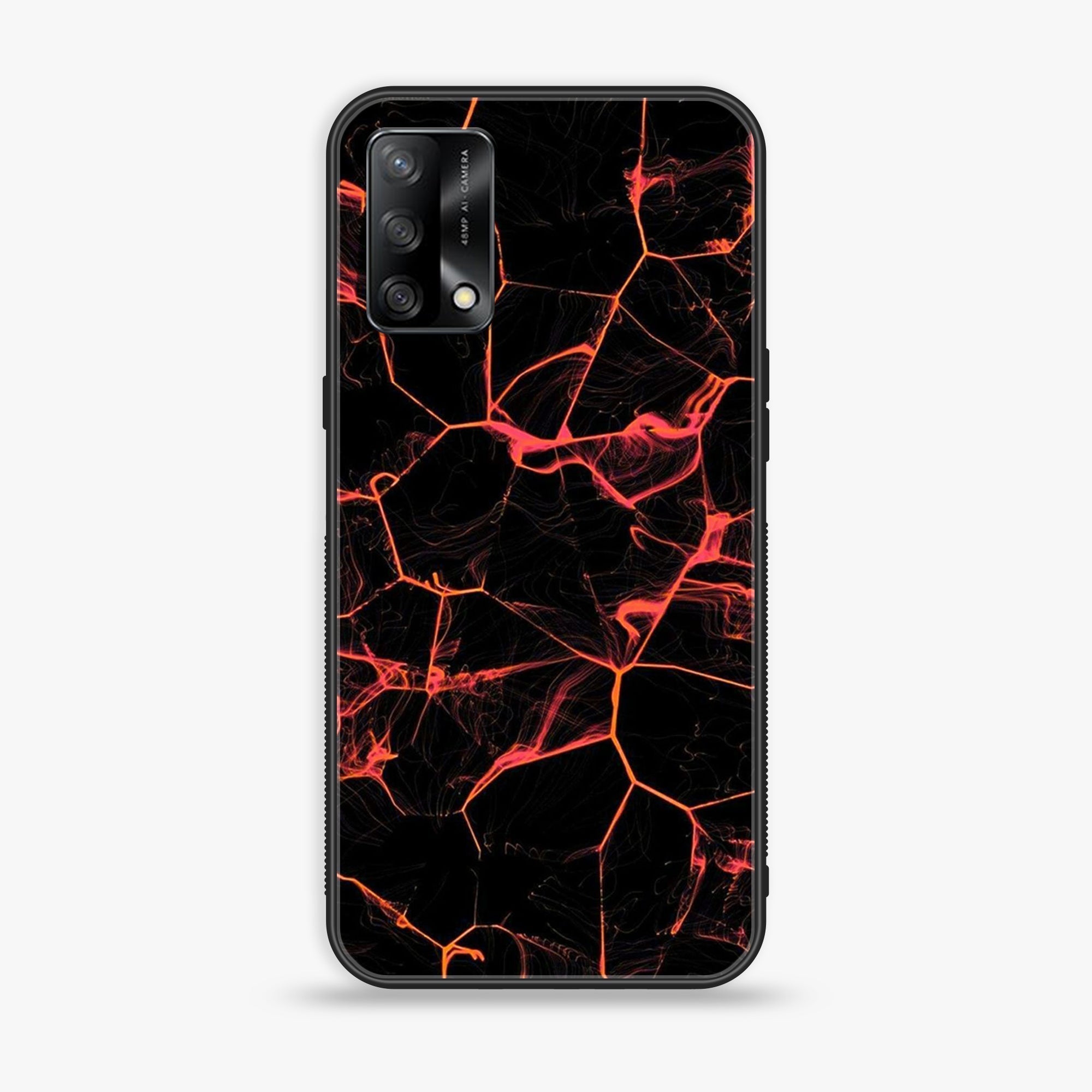 Oppo F19s - Black Marble Series - Premium Metal Printed soft Bumper shock Proof Case