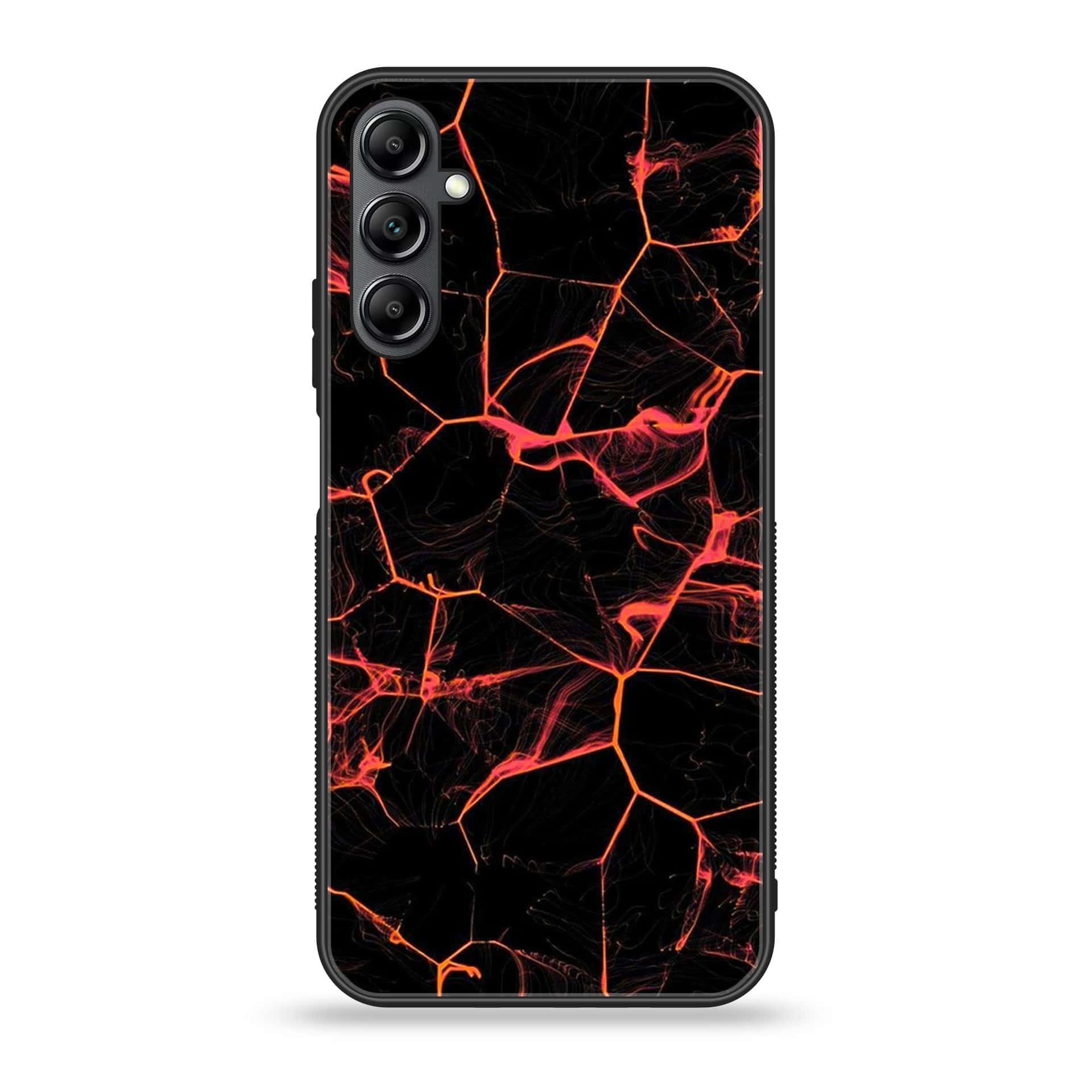 Samsung Galaxy A14- BLACK  Marble Series - Premium Printed Glass soft Bumper shock Proof Case