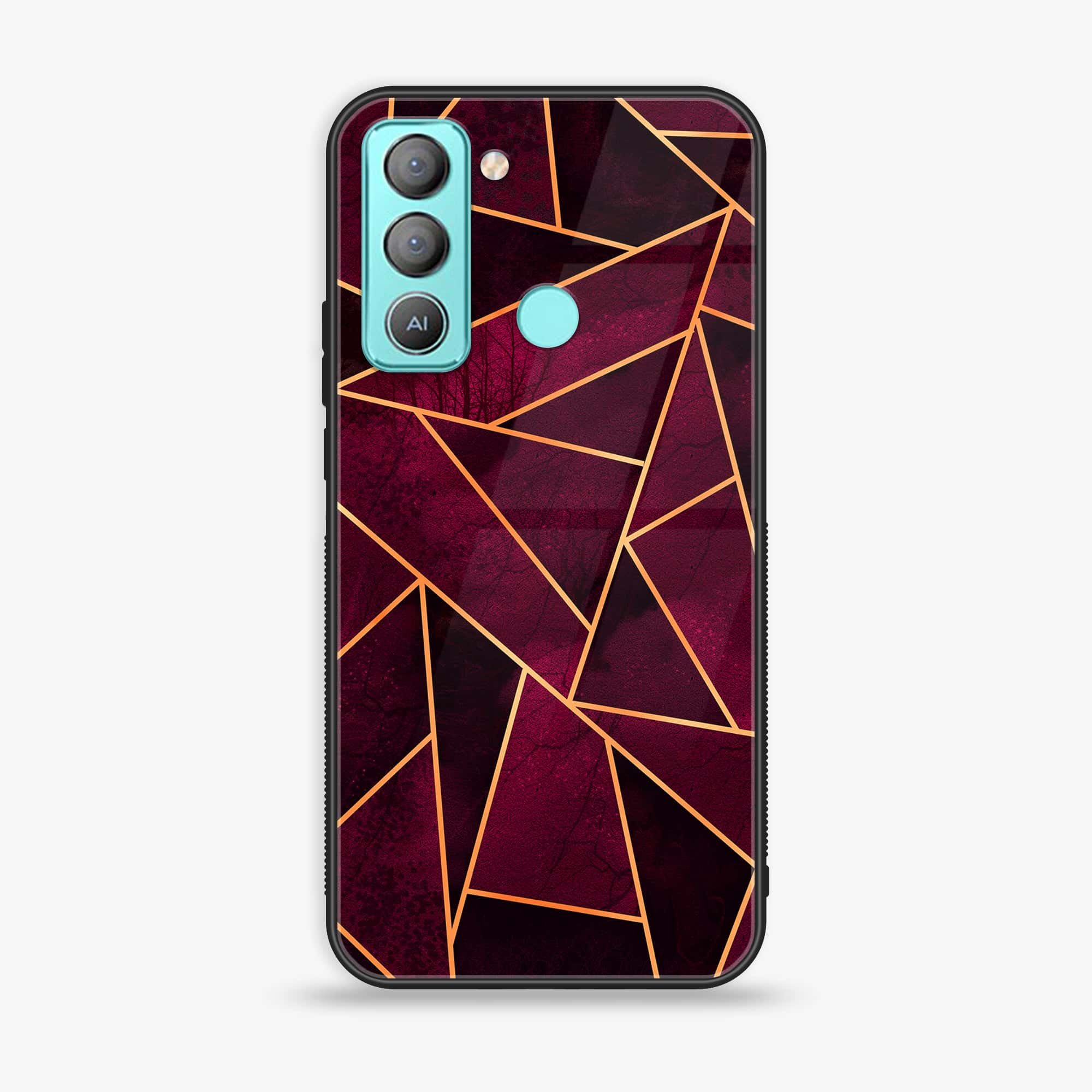 Tecno POP 5 LTE Geometric Marble Series Premium Printed Glass soft Bumper shock Proof Case