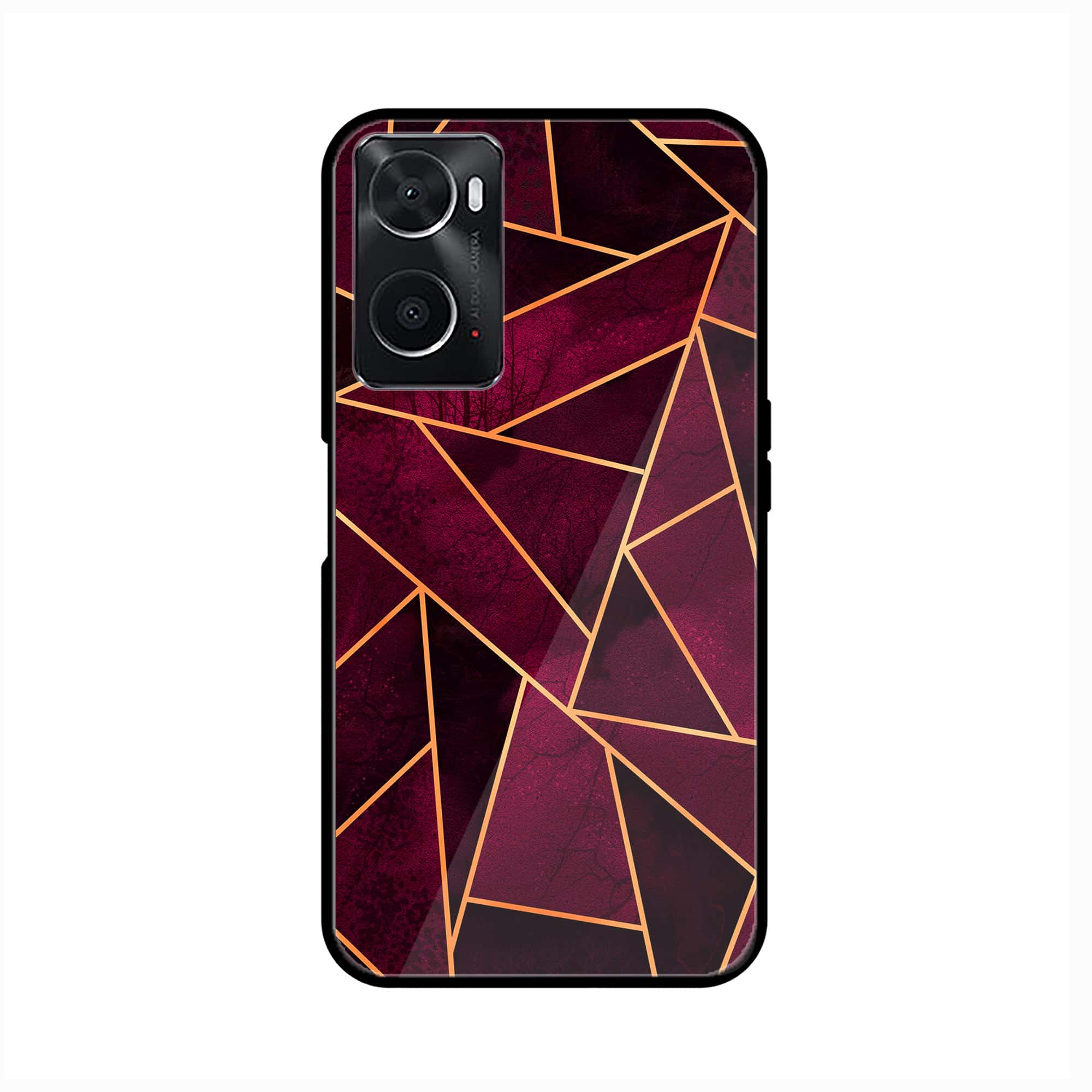 Oppo A36 Geometric Marble Series Premium Printed Glass soft Bumper shock Proof Case