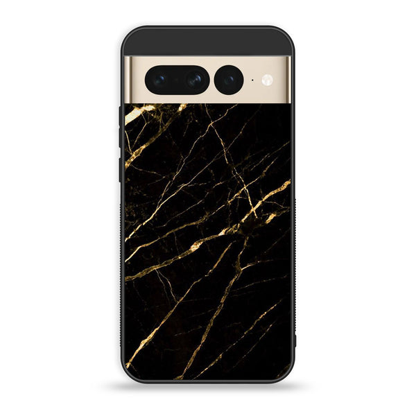 Google Pixel 7 Pro - Black Marble Design 7 - Premium Printed Glass soft Bumper shock Proof Case CS-22078