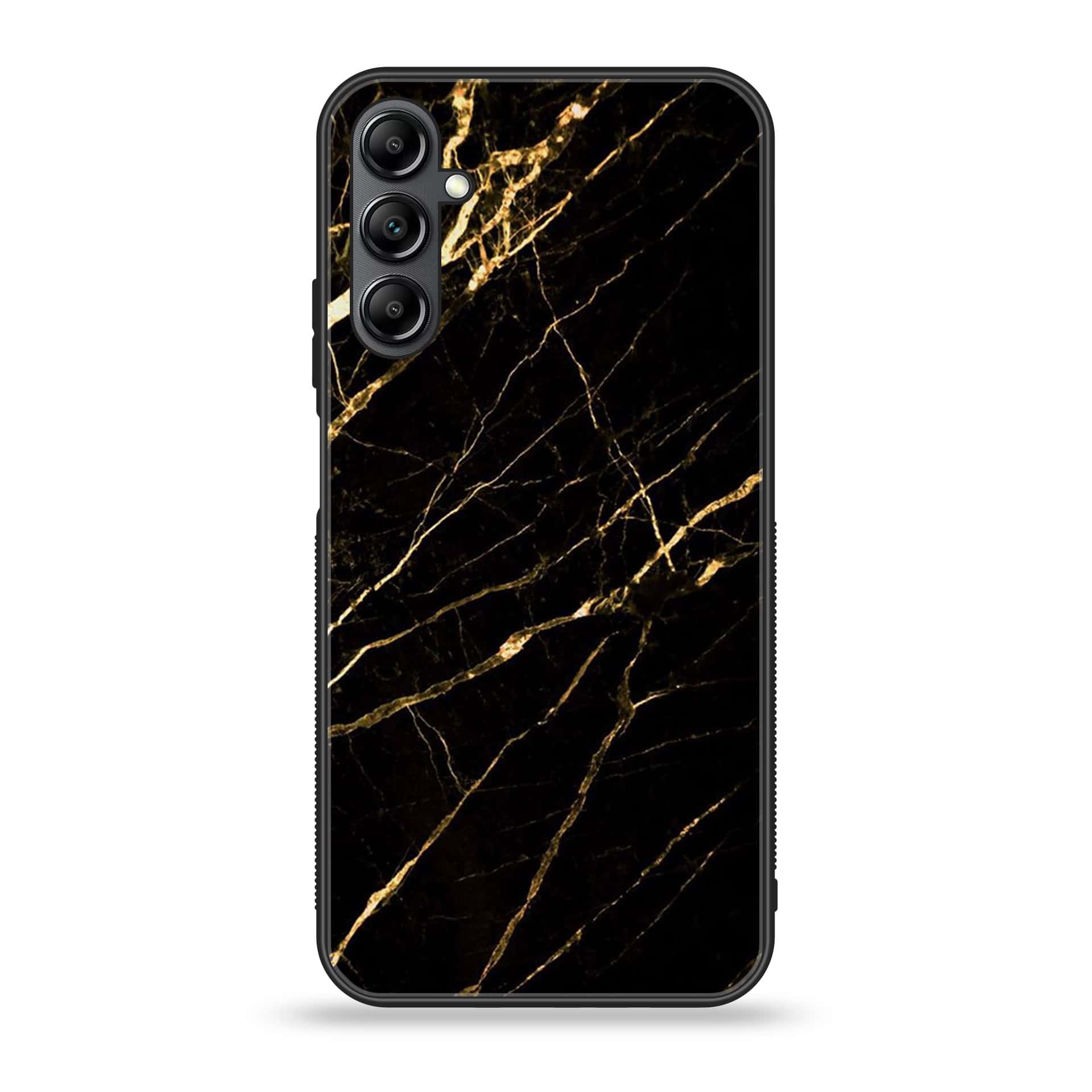 Samsung Galaxy A14- BLACK  Marble Series - Premium Printed Glass soft Bumper shock Proof Case