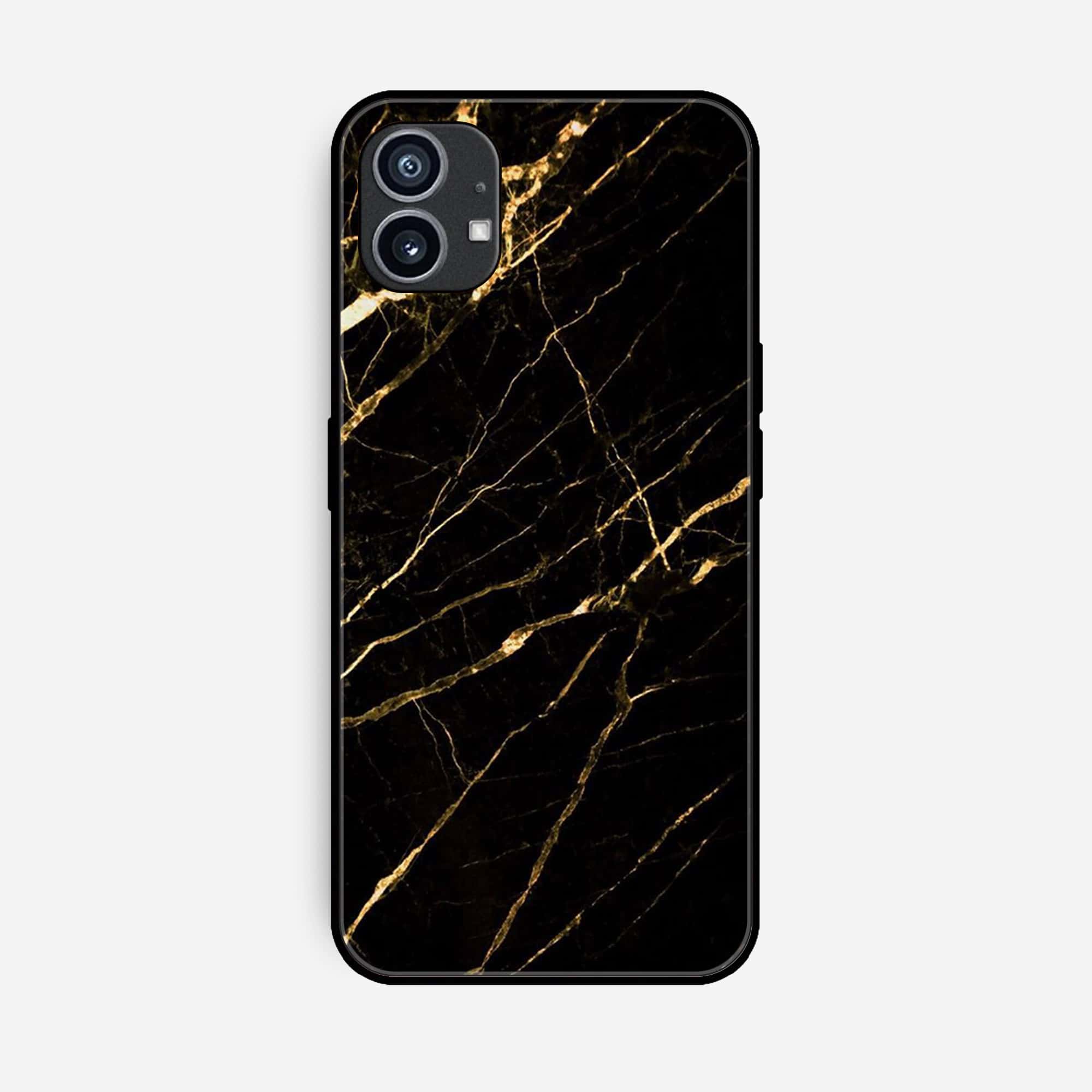 Nothing Phone (1)  Black Marble Series Premium Printed Glass soft Bumper shock Proof Case