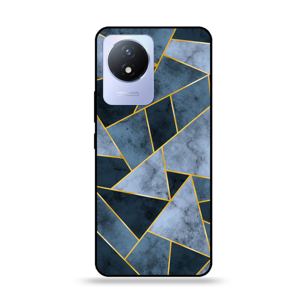 Vivo Y02 - Geometric Marble Design 3 - Premium Printed Glass soft Bumper shock Proof Case CS-8805