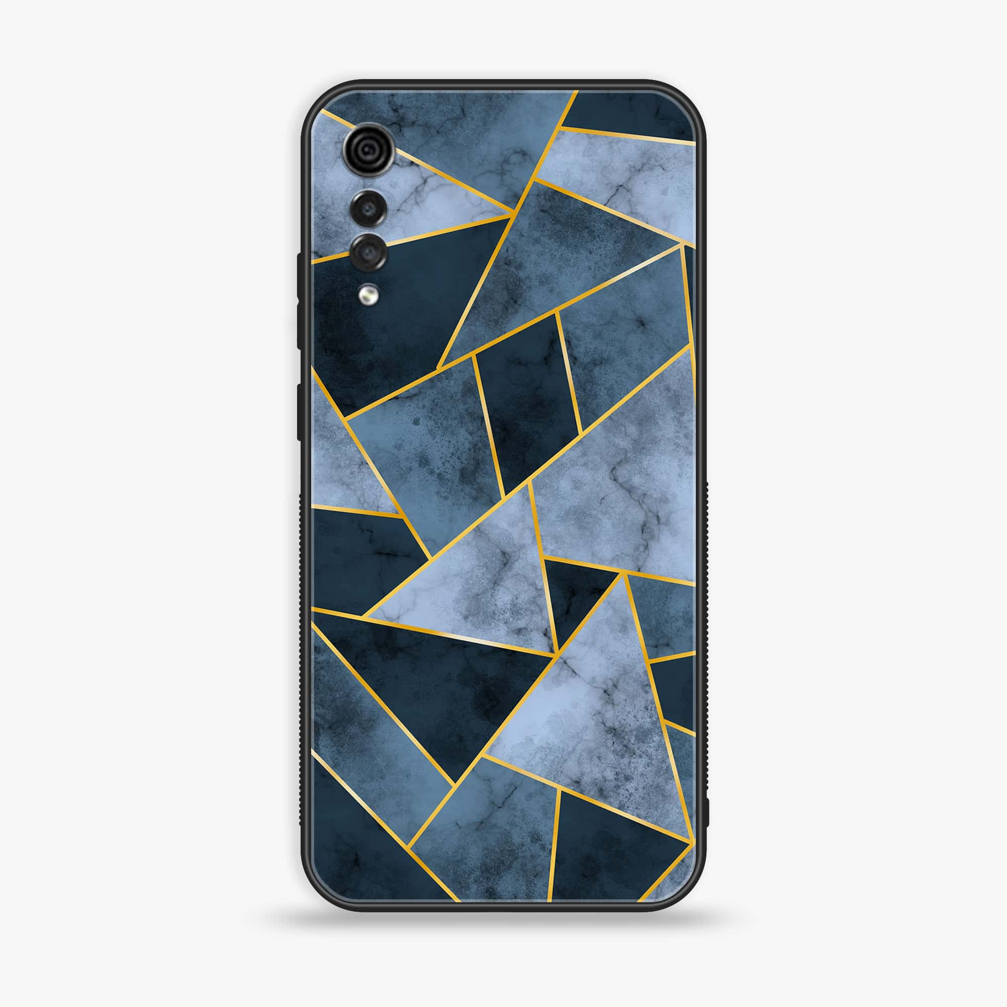 LG Velvet - Geometric Marble Series - Premium Printed Glass soft Bumper shock Proof Case