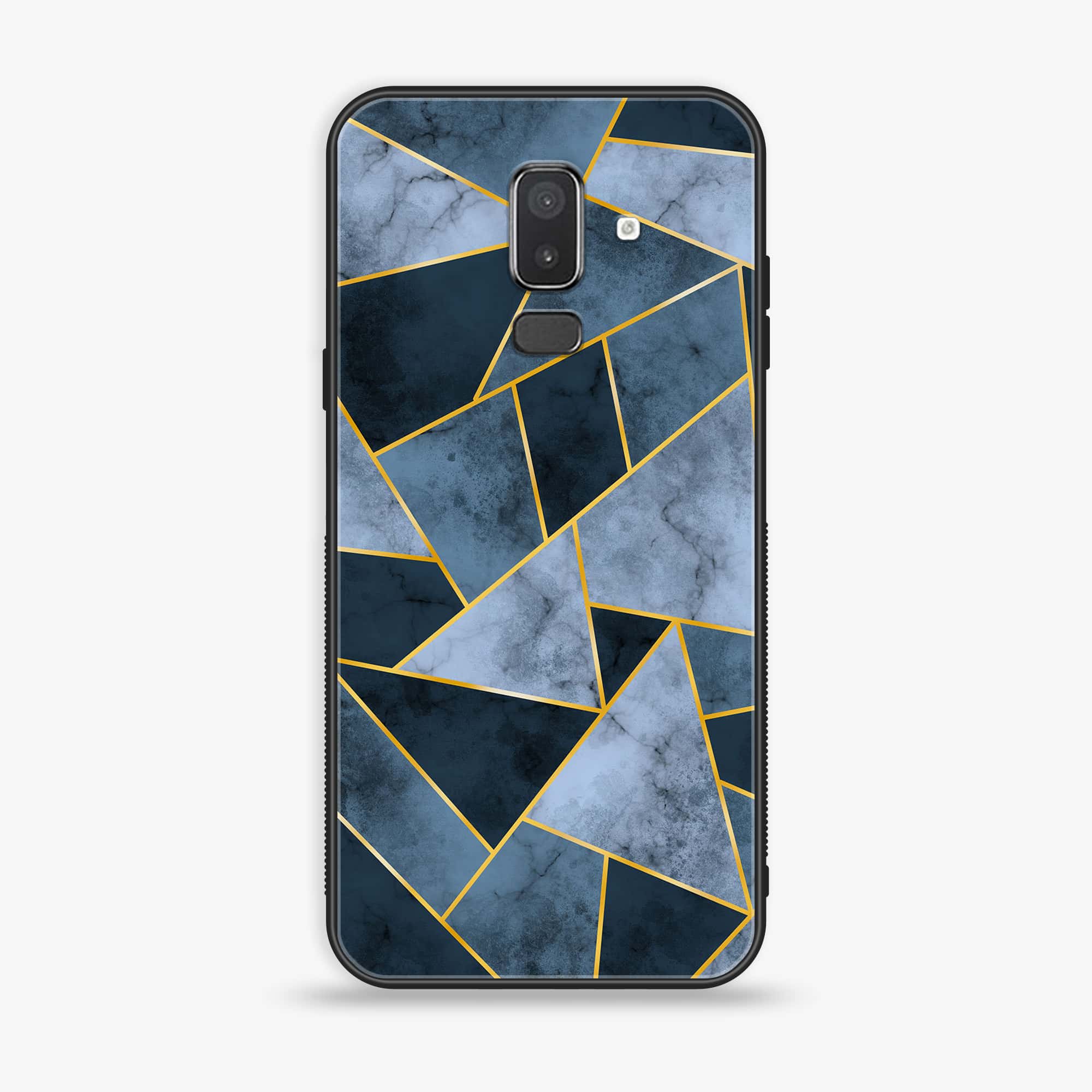 Samsung Galaxy J8 2018 - Geometric Marble Series - Premium Printed Glass soft Bumper shock Proof Case