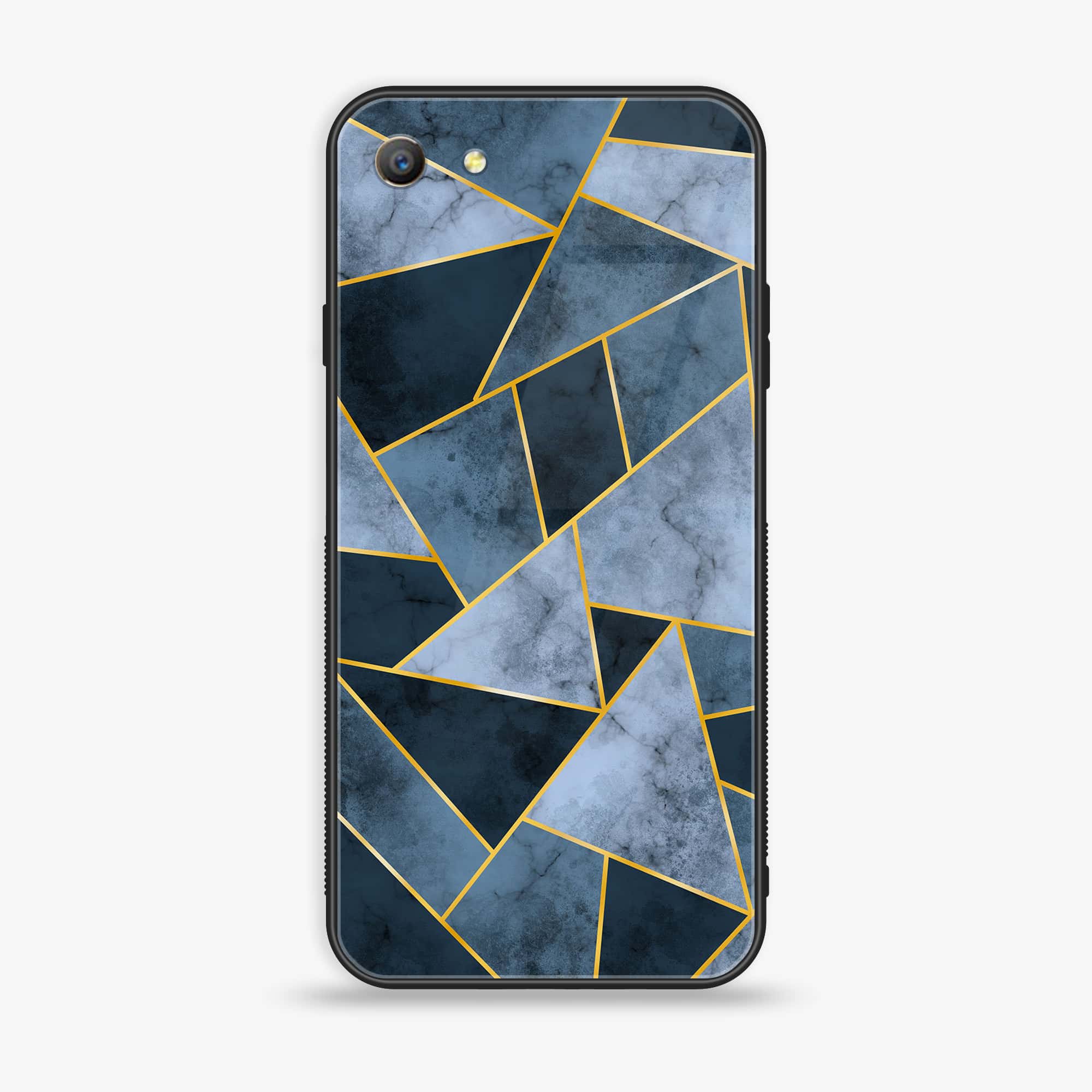 Oppo A57 Geometric Marble Series Premium Printed Glass soft Bumper shock Proof Case