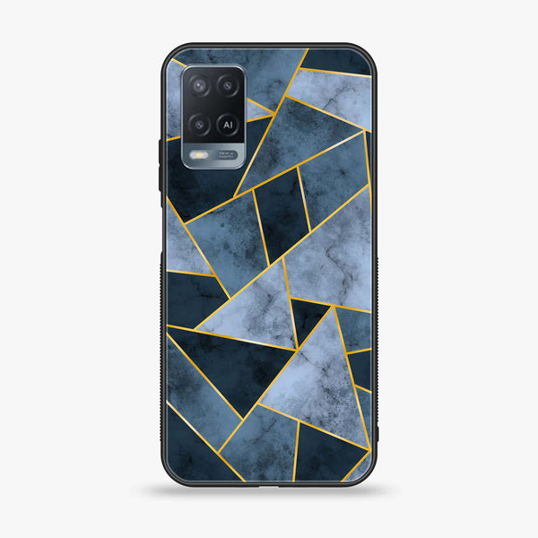 Oppo A54 - Geometric Marble Design 3- Premium Printed Glass soft Bumper shock Proof Case CS-10960