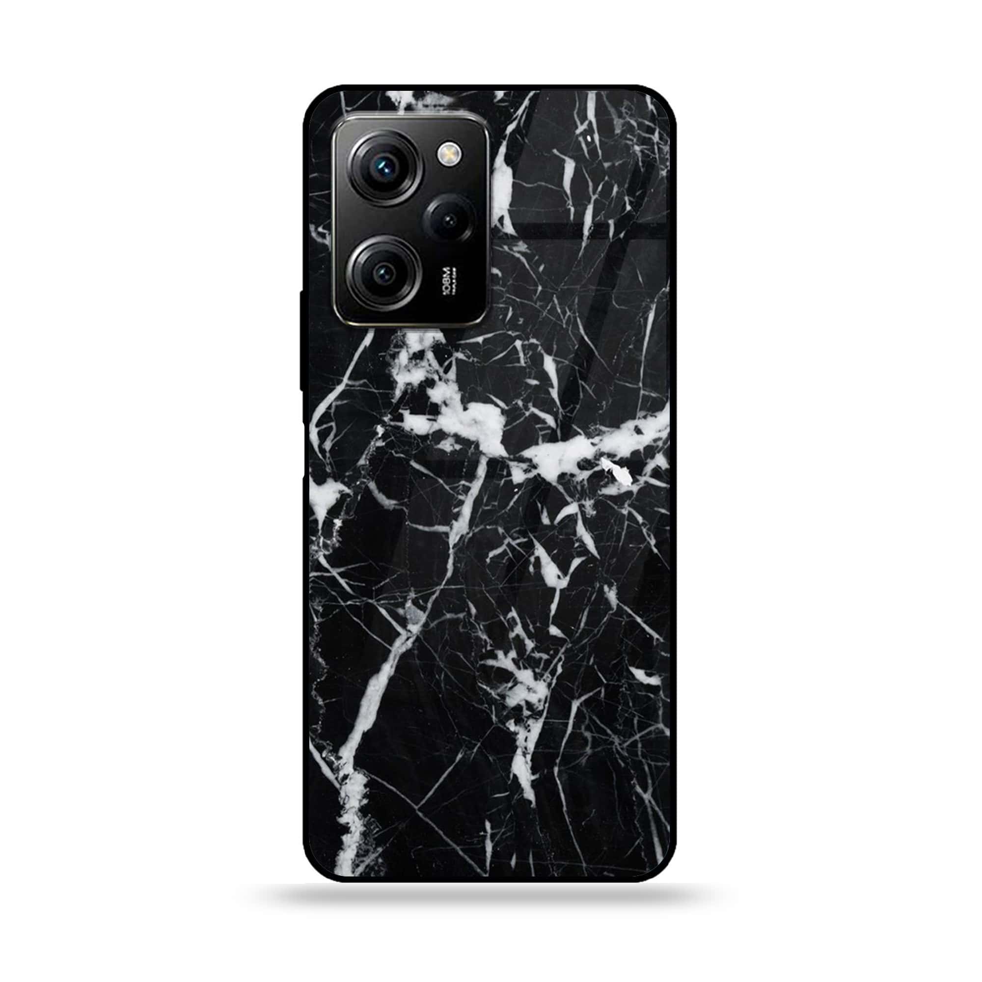 Xiaomi Poco X5 Pro - Black Marble Series - Premium Printed Glass soft Bumper shock Proof Case