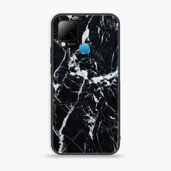 Infinix Hot 10s  Black Marble Design 6 Premium Printed Glass soft Bumper shock Proof Case CS-12870