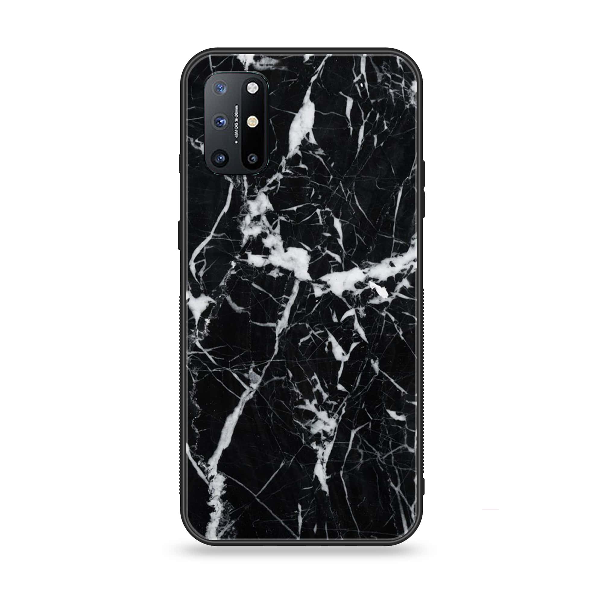 OnePlus 8T - Black Marble Series - Premium Printed Glass soft Bumper shock Proof Case