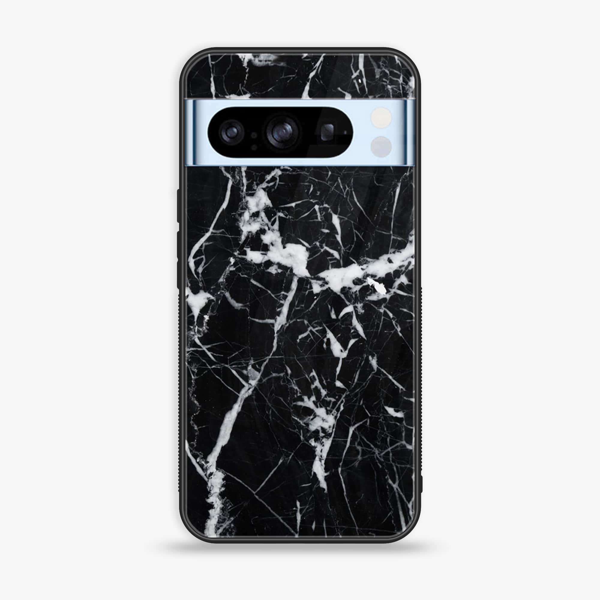 Google Pixel 8 Pro - Black Marble Series - Premium Printed Glass soft Bumper shock Proof Case