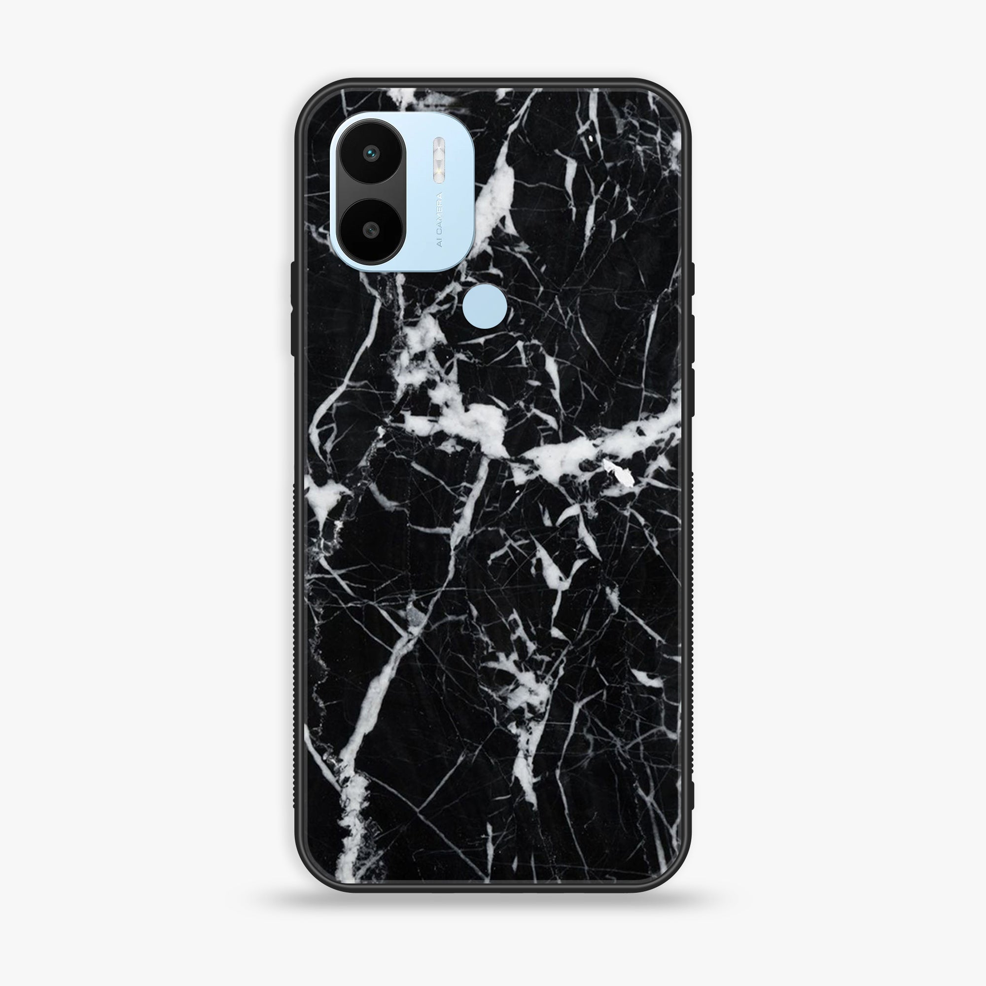 Xiaomi Redmi A2 Plus - Black Marble Series - Premium Printed Glass soft Bumper shock Proof Case