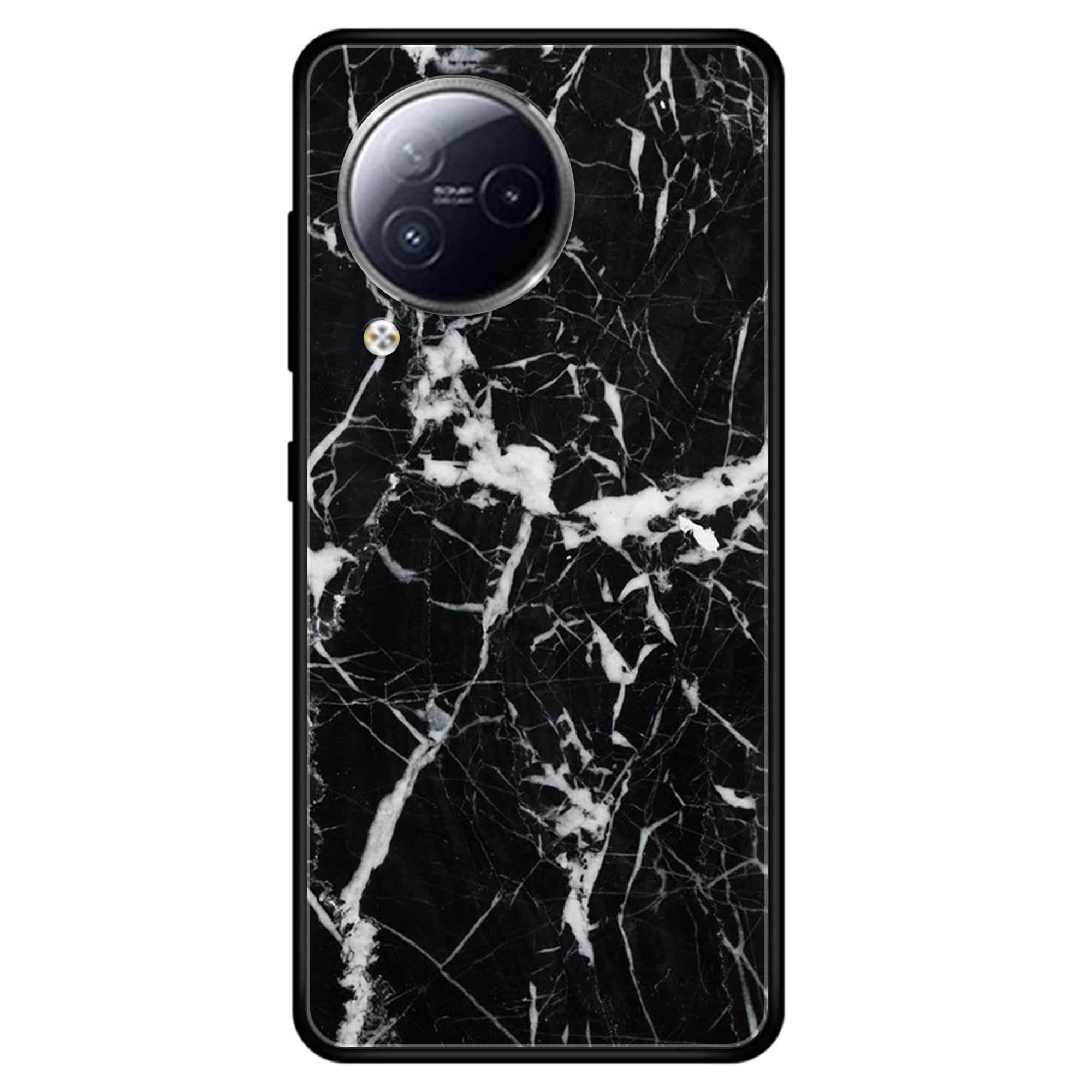 XIAOMI CIVI 3 - Black Marble Series - Premium Printed Glass soft Bumper shock Proof Case