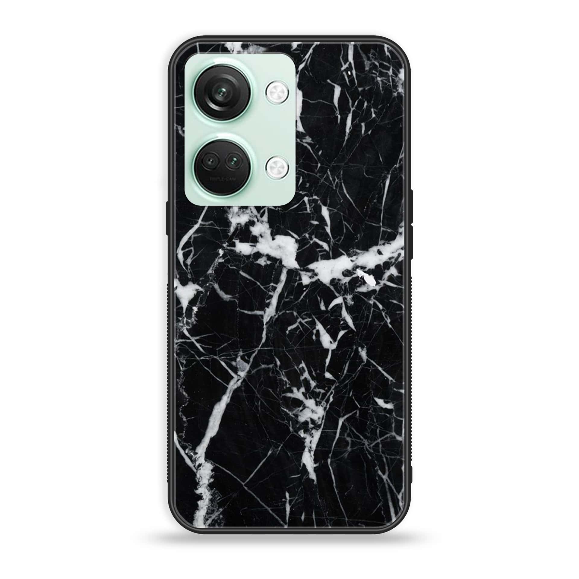 OnePlus Nord 3 5G - Black Marble Series - Premium Printed Glass soft Bumper shock Proof Case