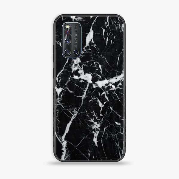 Vivo V19 - Black Marble Design 6  - Premium Printed Glass soft Bumper shock Proof Case CS-34293