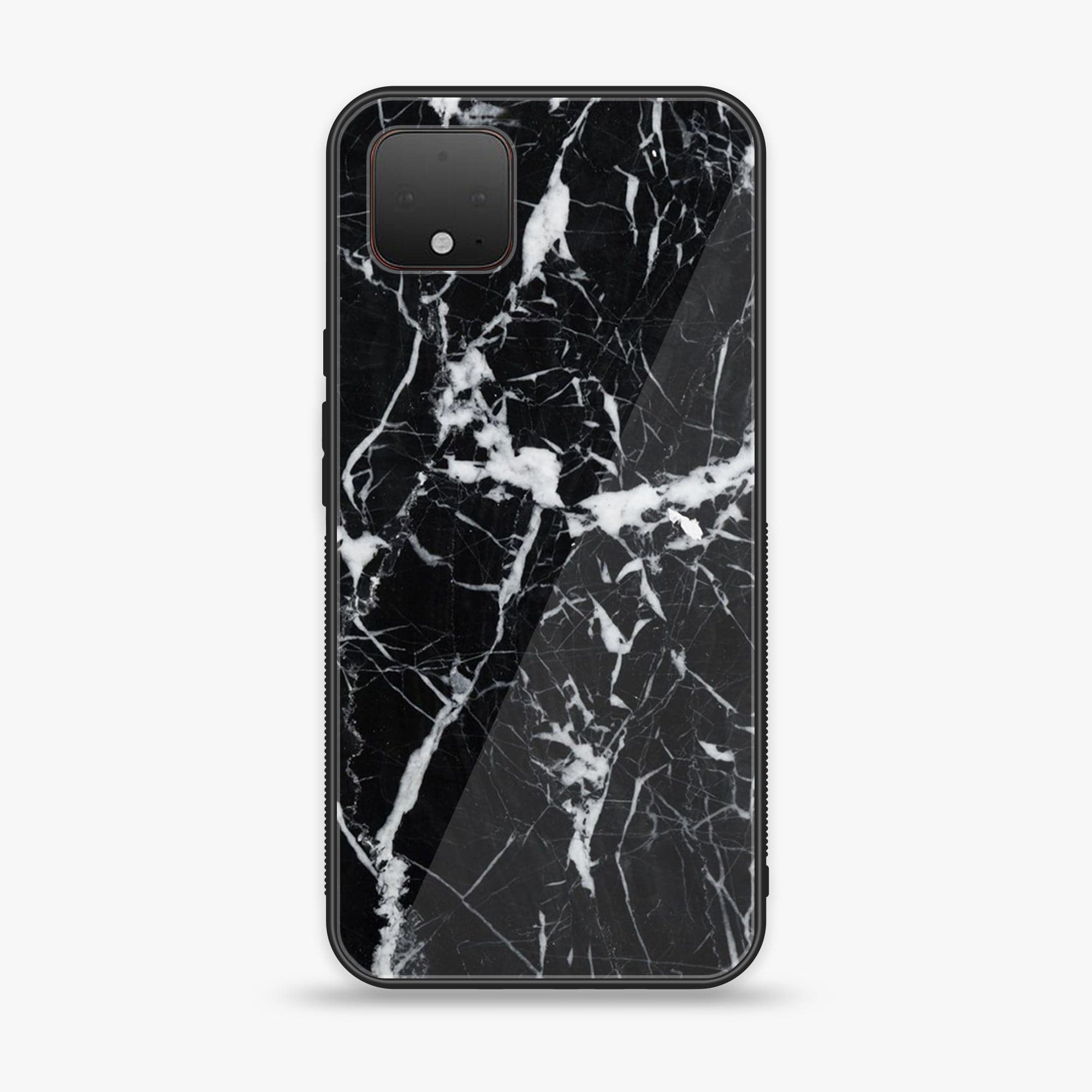 Google Pixel 4 - Black Marble Series - Premium Printed Glass soft Bumper shock Proof Case
