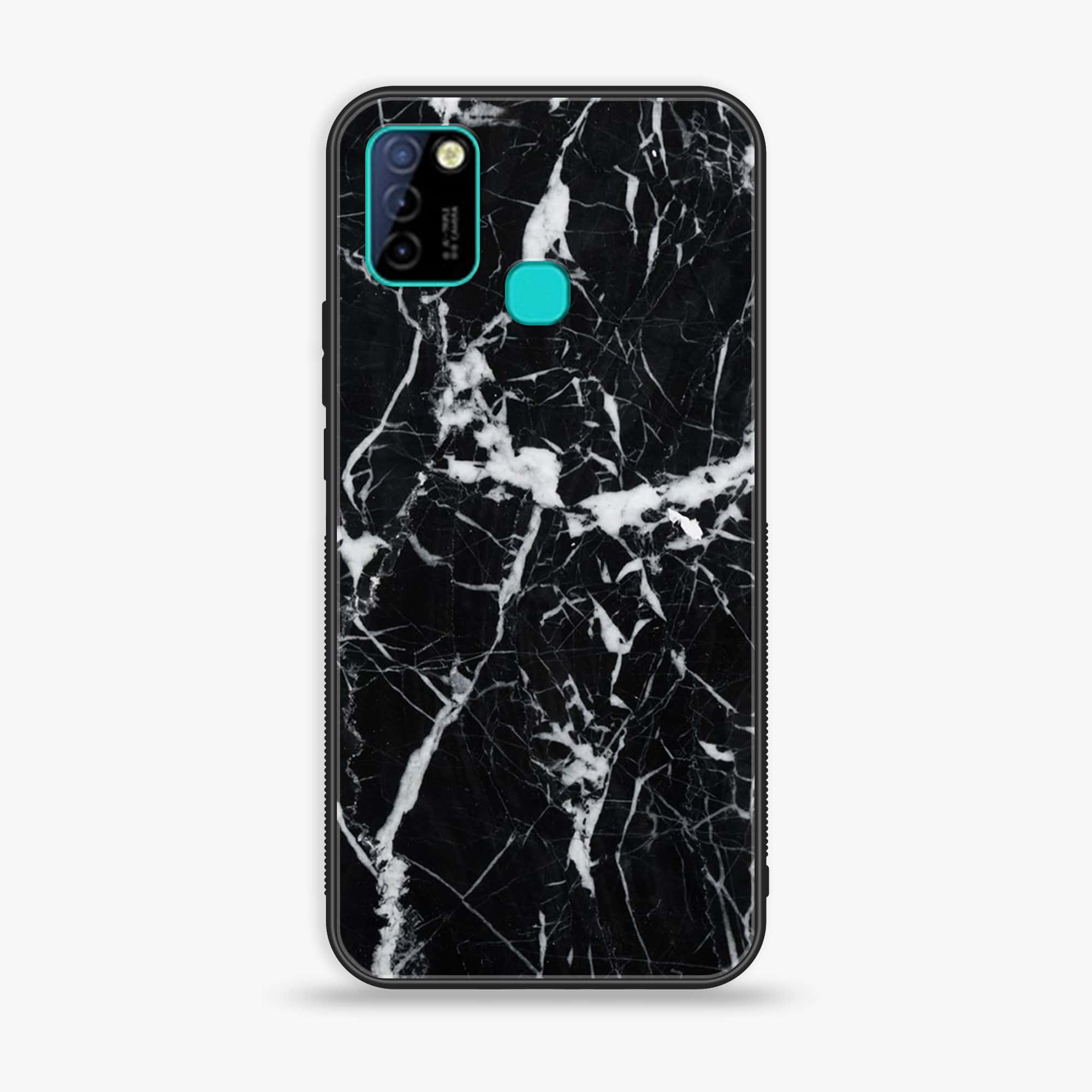 Infinix Hot 10 Lite Black Marble Premium Printed Glass soft Bumper shock Proof Case