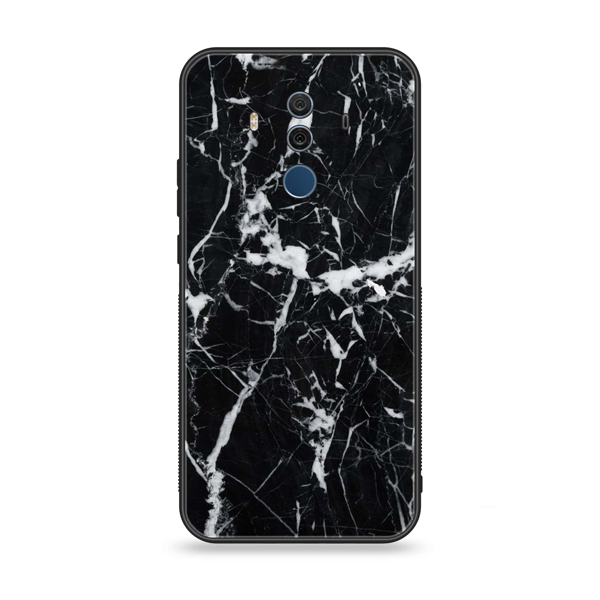Huawei Mate 10 Pro - Black Marble Series - Premium Printed Glass soft Bumper shock Proof Case