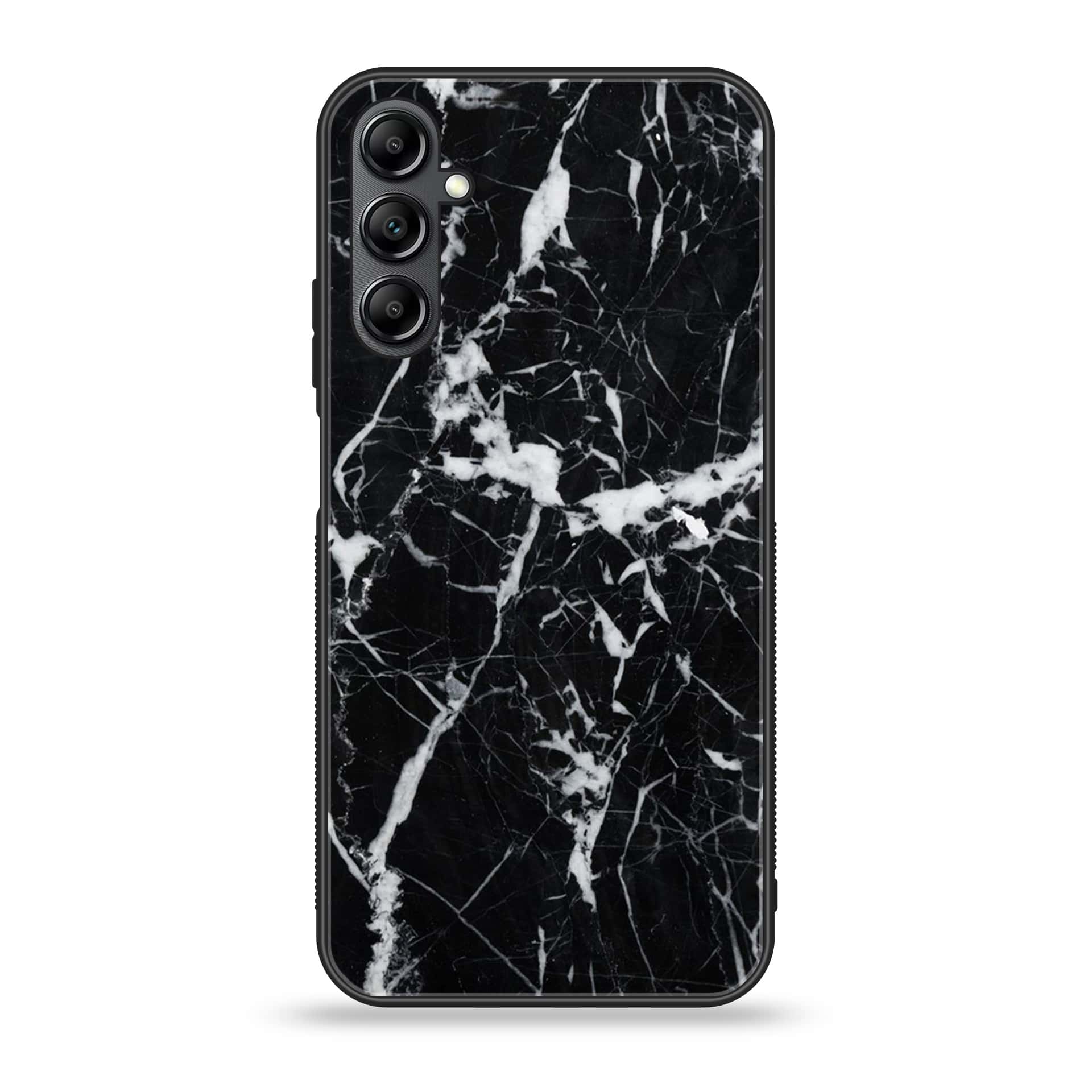 Samsung Galaxy A14- BLACK  Marble Series - Premium Printed Glass soft Bumper shock Proof Case