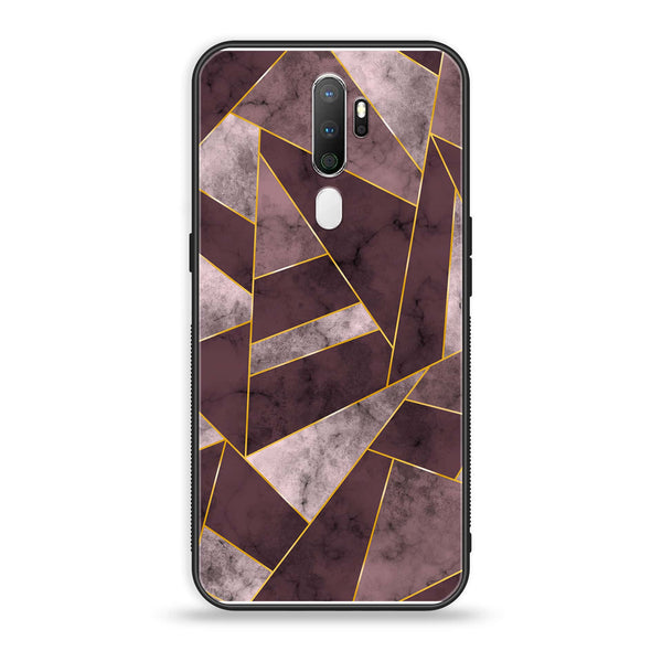 OPPO A5 2020/ OPPO A9 2020  Geometric Marble Design 2 Premium Printed Glass soft Bumper shock Proof Case CS-10328