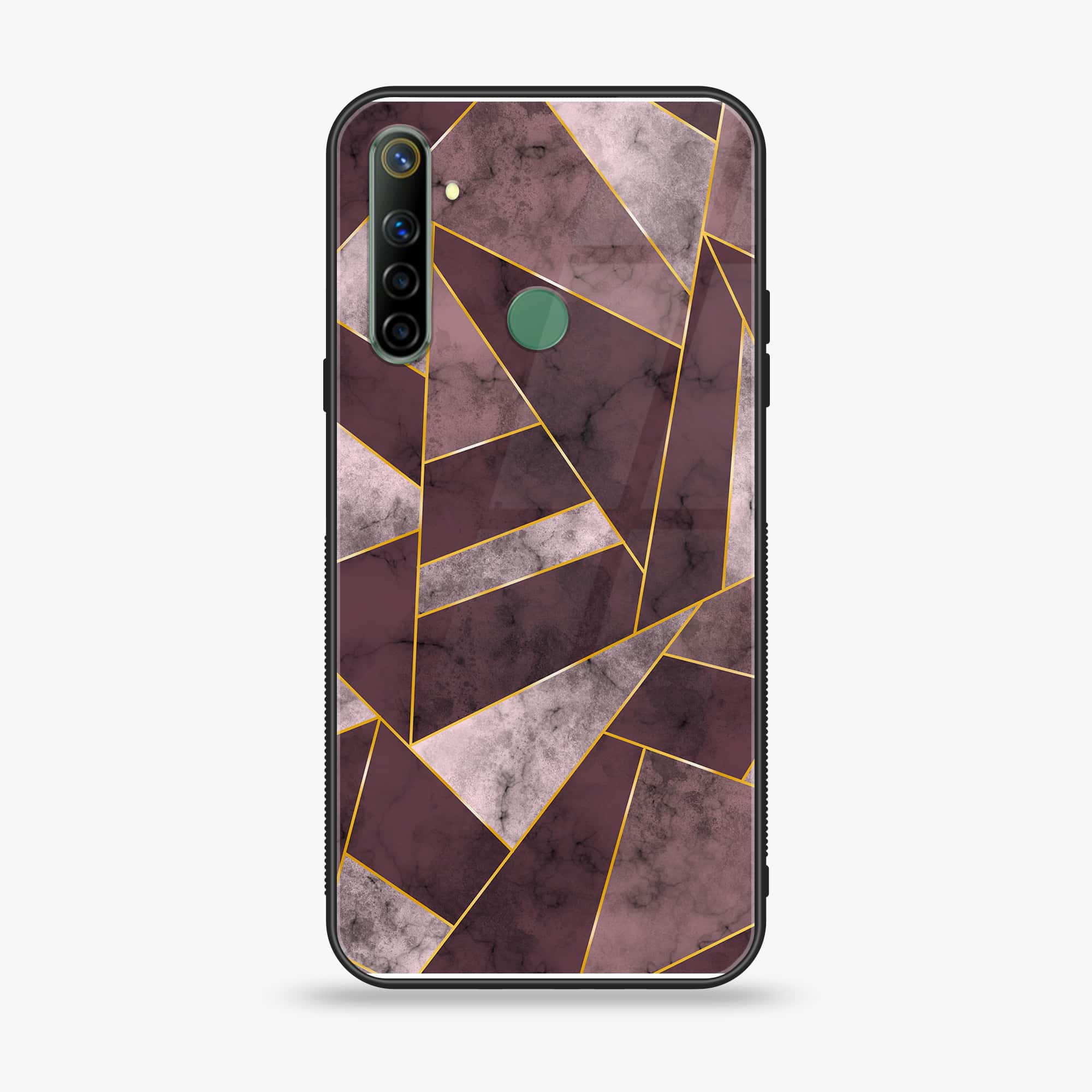 Realme Narzo 10 Geometric Marble Series Premium Printed Glass soft Bumper shock Proof Case