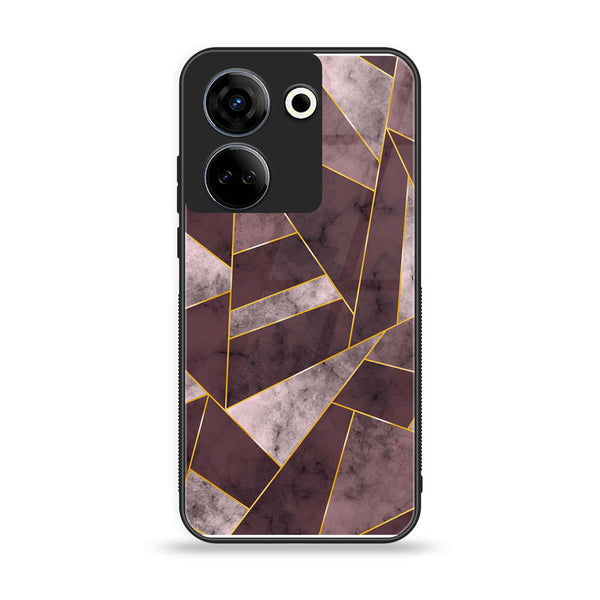 Tecno Camon 20 Pro - Geometric Marble Design 2 - Premium Printed Glass soft Bumper shock Proof Case CS-15263