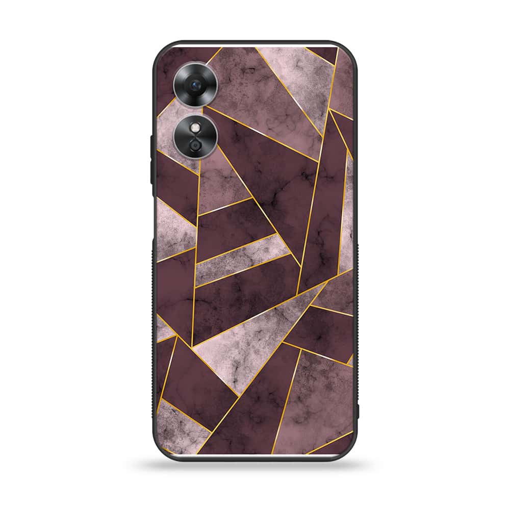 OPPO A17 - Geometric Marble Series - Premium Printed Glass soft Bumper shock Proof Case