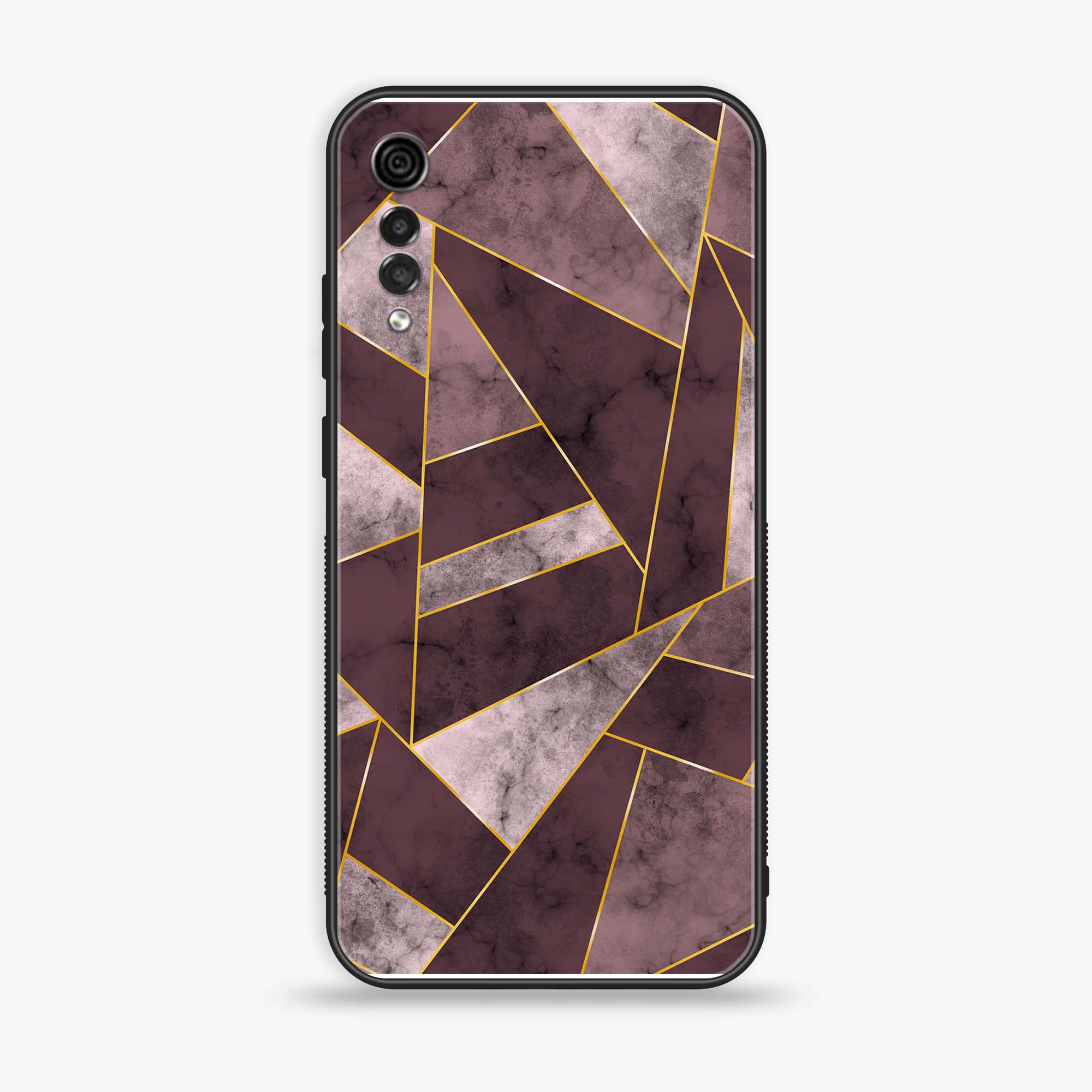 LG Velvet - Geometric Marble Series - Premium Printed Glass soft Bumper shock Proof Case