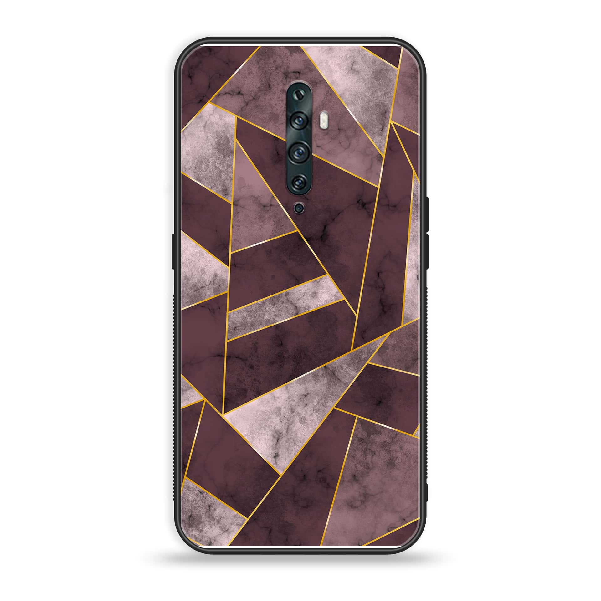 OPPO Reno 2f - Geometric Marble Series - Premium Printed Glass soft Bumper shock Proof Case