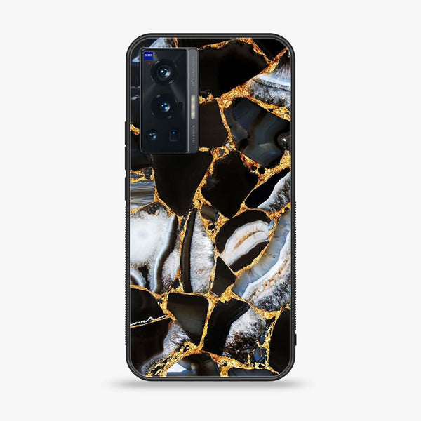 Vivo X70 Pro - Black Marble Design 5- Premium Printed Glass soft Bumper shock Proof Case CS-40924
