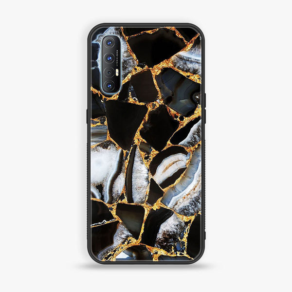 Oppo Find X2 Neo - Black Marble Series - Premium Printed Glass soft Bumper shock Proof Case