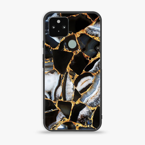 Google Pixel 5a - Black Marble design 5- Premium Metal Printed soft Bumper Shock Proof Case CS-17911
