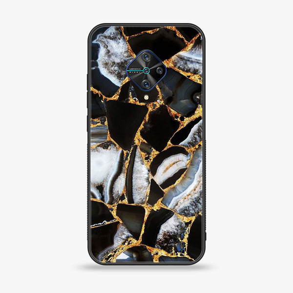 Vivo S1 Pro  - Black Marble Design 5 - Premium Printed Glass soft Bumper shock Proof Case CS-15264