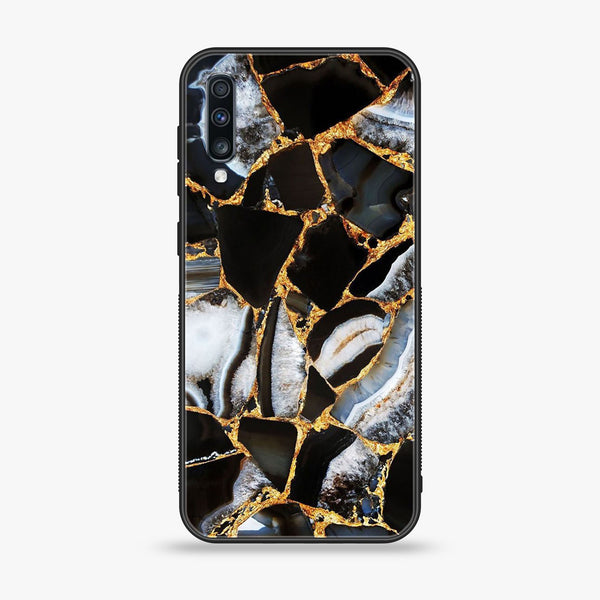 Huawei Y9s - Black Marble Series - Premium Printed Glass soft Bumper shock Proof Case
