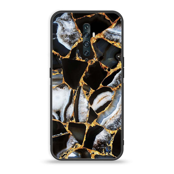 OPPO Reno 2f/2Z - Black Marble Design 5- Premium Printed Glass soft Bumper shock Proof Case CS-11101