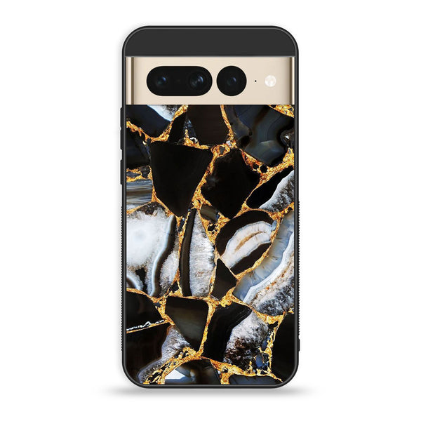 Google Pixel 7 Pro - Black Marble Design 5- Premium Printed Glass soft Bumper shock Proof Case CS-11268