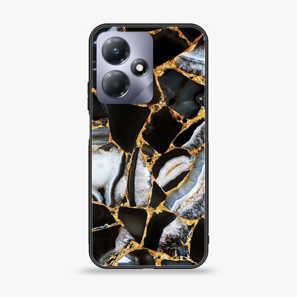 Infinix Hot 30 - Black Marble Design 5  - Premium Metal Printed soft Bumper shock Proof Case CS-34726