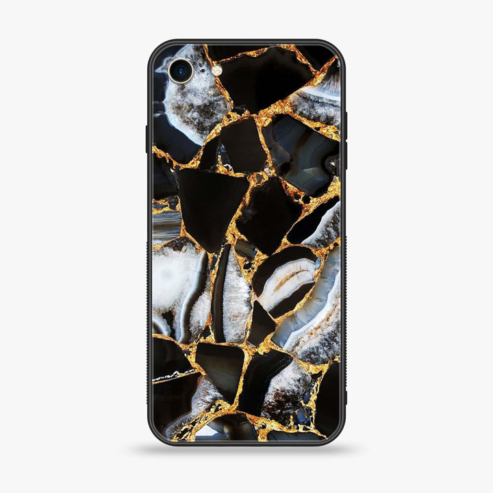 iPhone 6Plus - Black Marble Design 5 - Premium Printed Glass soft Bumper shock Proof Case CS-9165