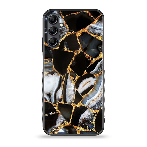 Samsung Galaxy A14- BLACK  Marble Design 5 - Premium Printed Glass soft Bumper shock Proof Case CS-26037